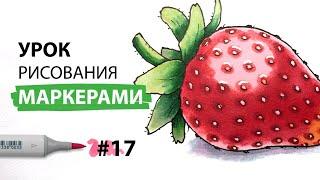 Как нарисовать клубнику?  Урок по рисованию маркерами для новичков #17