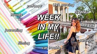 college WEEK IN MY LIFE   UVA nursing journaling filming going out clinical & lots of naps