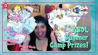 Prize Giveaways for ABDL Summer Camp Crinklz Buccaneer Fairy Tale stuffies medals & more