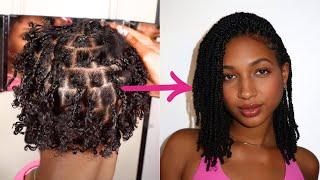 Mini Twists Transformation On SHORT Natural Hair  Adding Extra Length With Human Hair