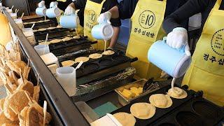 Famous Coin Cheese Waffles in Korea  경주 십원빵  Korean Street Food