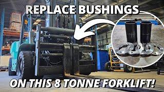 Making & Replacing Bushings on BIG Forklift  Machining & Installing