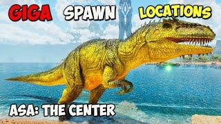 ASA The Center ALL Giga & Carcharodontosaurus Spawn Locations On ARK Survival Ascended