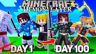 We Survived 100 Days In Demon Slayer Minecraft - Duo Demon Slayer Minecraft 100 Days