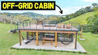 OFF-GRID CABIN w DOUBLE BATHTUBS & UNIQUE FIRE PIT LAYOUT Full Tour