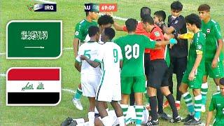 ملخص مباراة السعودية و العراق  هاتريك ونتيجة ثقيلة  ربع نهائي كأس العرب للناشئين 2-9-2022
