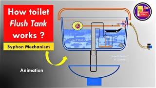 How toilet Flush Tank works ?  Siphon Mechanism Animation  Syphon