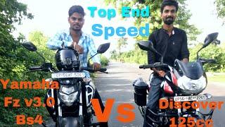 Yamaha FZs v3.0 bs4 vs Bajaj Discover 125 cc Race  Top End Speed  by Rider Boy Arvind