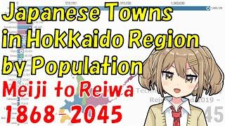 Japanese Towns in Hokkaido Region by Population 1868-2045 Meiji to Reiwa