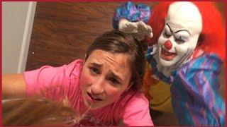 Scary Clown Chases us in The House - We Run and Hide Scared