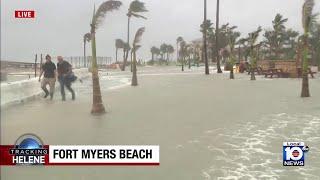 Hurricane Helene Storm surge seen on Fort Myers Beach