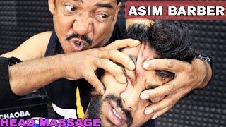 Intense Head Massage by Asim Barber  Hair Cracking &Forehead Tapping Head Scratching with 3d Sound