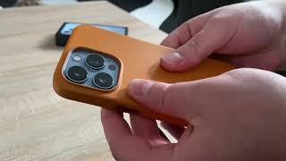 Apple iPhone 13 Pro Leather Case Golden Brown Unboxing Installation & Review mit Sierra Blue