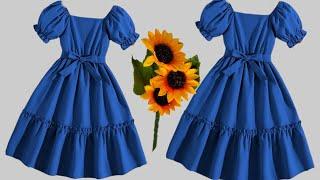 Easy pattern to make kids dress diy dress 4-5 years oldno patternsewing