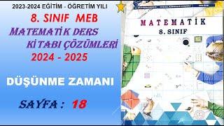 8.SINIF MEB MATEMATİK DERS KİTABI DÜŞÜNME ZAMANI SAYFA 18