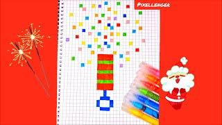 Новогодняя Хлопушка Конфетти Как рисовать по клеточкам Просто How to Draw Firecracker Pixel Art