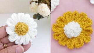 ورد كروشيةوردة كروشية بسيطة ومميزة للمبتدئينcrochet flower#افكار_مورى