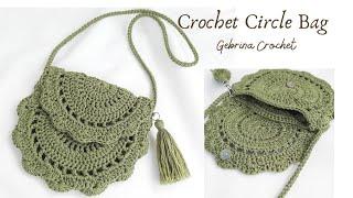 Crochet Circle Bag Tutorial - Cara Membuat Tas Rajut Bulat Subtitle