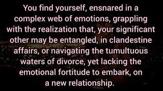 Your significant other may be entangled in clandestine affairs or navigating the waters of divorce