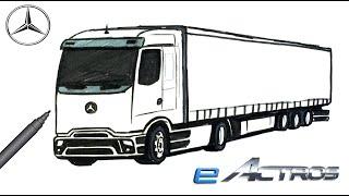 Easy Drawing Mercedes Benz Truck eActros I Kolay Mercedes Benz eActros Tır Çizimi