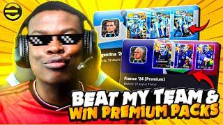 WIN PREMIUM PACKS FOR FREE IF YOU BEAT MY TEAM IN eFOOTBALL MOBILE 
