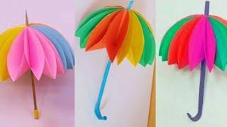 DIY Easy umbrella with colorful paper How to make umbrella with paper Paper craft New ideas
