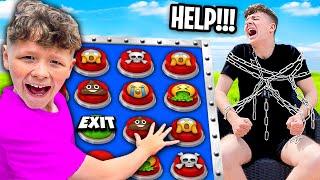 My LITTLE BROTHER Chooses the Mystery Buttons *BAD IDEA*