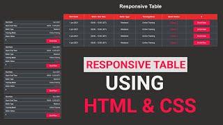 How To Create Responsive Table In HTML & CSS  How To Make Responsive Table Using HTML & CSS