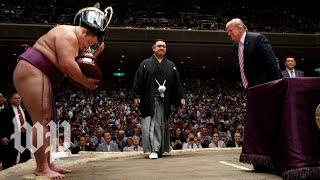 Watch Trump present the Presidents Cup to sumo tournament winner in Japan