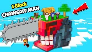 TÔ GÀ THỬ THÁCH 24H SINH TỒN 1 BLOCK QUỶ CƯA KINH DỊ TRONG MINECRAFT*1 BLOCK CHAINSAW MAN