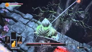 Dark Souls 3 Doing a Plunge Attack on the Curse-Rotted Greatwood