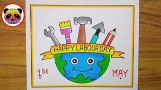 World Labour Day Drawing  World Labour Day Poster Drawing  Labour Day Drawing Easy Step By Step
