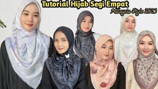 Cocok untuk lebaran Kondangan Kuliah Tutorial Hijab Segi Empat motif Malaysia Menutup dada 2023