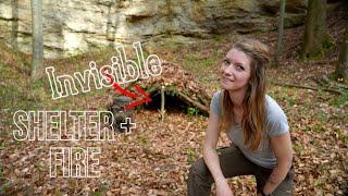 ​Is this shelter really invisible? Stealth Bushcraft Overnighter with dakota fire hole ​​ ​