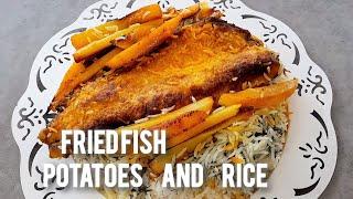 طرز تهیه ته انداز ماهی با ماهی قزل الا همراه سیب زمینی وسبزی پلو fried fish recipe