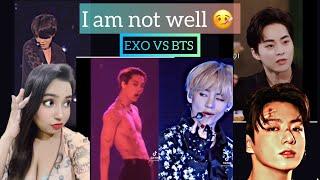 First Time Watching EXO vs BTS tiktok edits Reaction I am not well its not fine