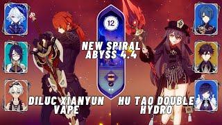 Diluc Xianyun Vape & Hu Tao Double Hydro  New Spiral Abyss 4.4  Floor 12 9 Stars - Genshin Impact