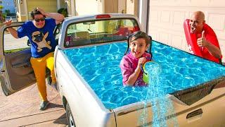 Ellie & Charlotte Truck Pool Party Adventures