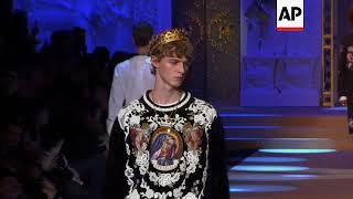 Celebrity sons along with millenial stars Austin Mahone and Cameron Dallas walk in Dolce and Gabbana
