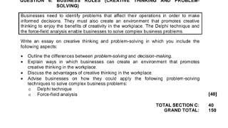 Business studies essay creative thinking and problem solving.paper 2