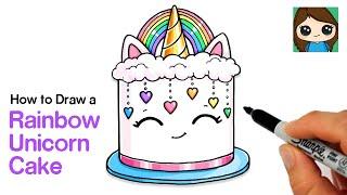 How to Draw a Rainbow Unicorn Cake 