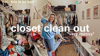DECLUTTERING & CLEANING OUT MY MESSY CLOSET 2024  REDOING MY ENTIRE CLOSET *giving away my closet*