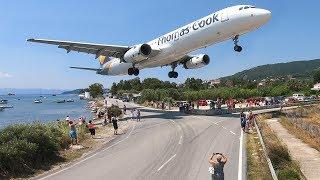 SKIATHOS 2018 - LOW LANDINGS and JETBLASTS vs. PEOPLE - Airbus A321 Boeing 717 ...