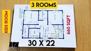30 x 22 home plan design II 30 x 22 chota ghar ka naksha II 22 x 30 village house plan II 3 rooms