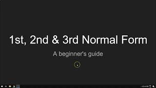 1st 2nd and 3rd Normal Form Database Normalisation