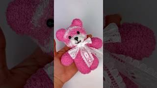  DIY How to make Cute Pink Teddy Bear using just one glove  Easy Valentine Day Gift Idea Easy Step