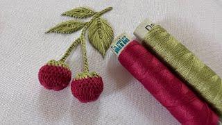 3D Raspberry embroidery design using sewing threadembroidery designshandembroiderydesigns