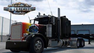 DOM’s Diesel Peterbilt 379  American truck Simulator Hauling A Concrete Barrier Washington Map.