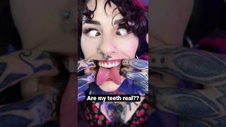 Are they real? #teeth #teethgoals #beautifulteeth #mouthsounds #splittongue #perfectteeth #qanda