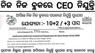 Odisha Block Level CEO Post Recruitment 2024  Odisha Block Level Govt Jobs 2024  Odisha Jobs